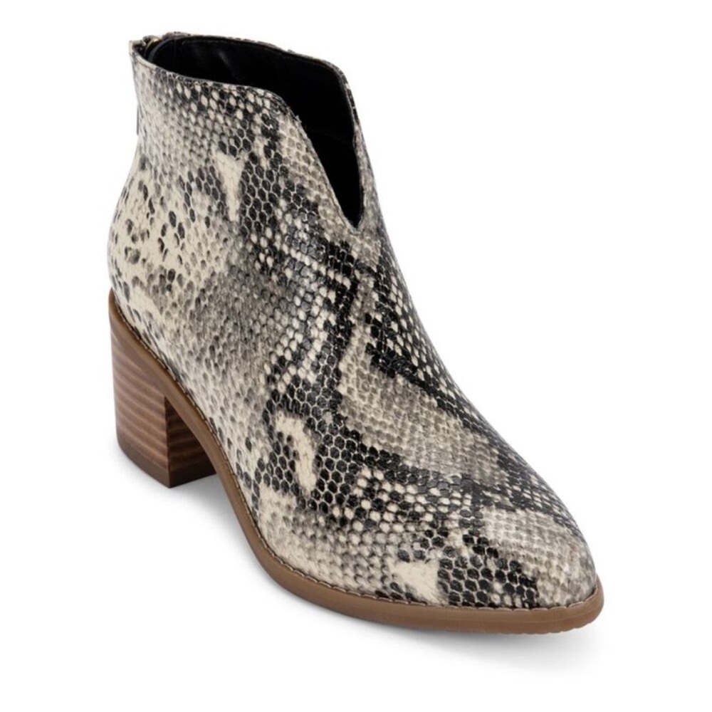 Aqua College NEW in Box Emily Booties Natural Snake Leather Size 9 Block Heel
